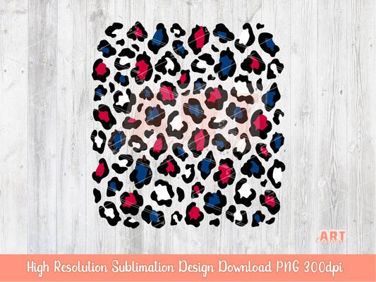 4th of July Leopard Print PNG, Red, White & Navy Blue Cheetah background clipart