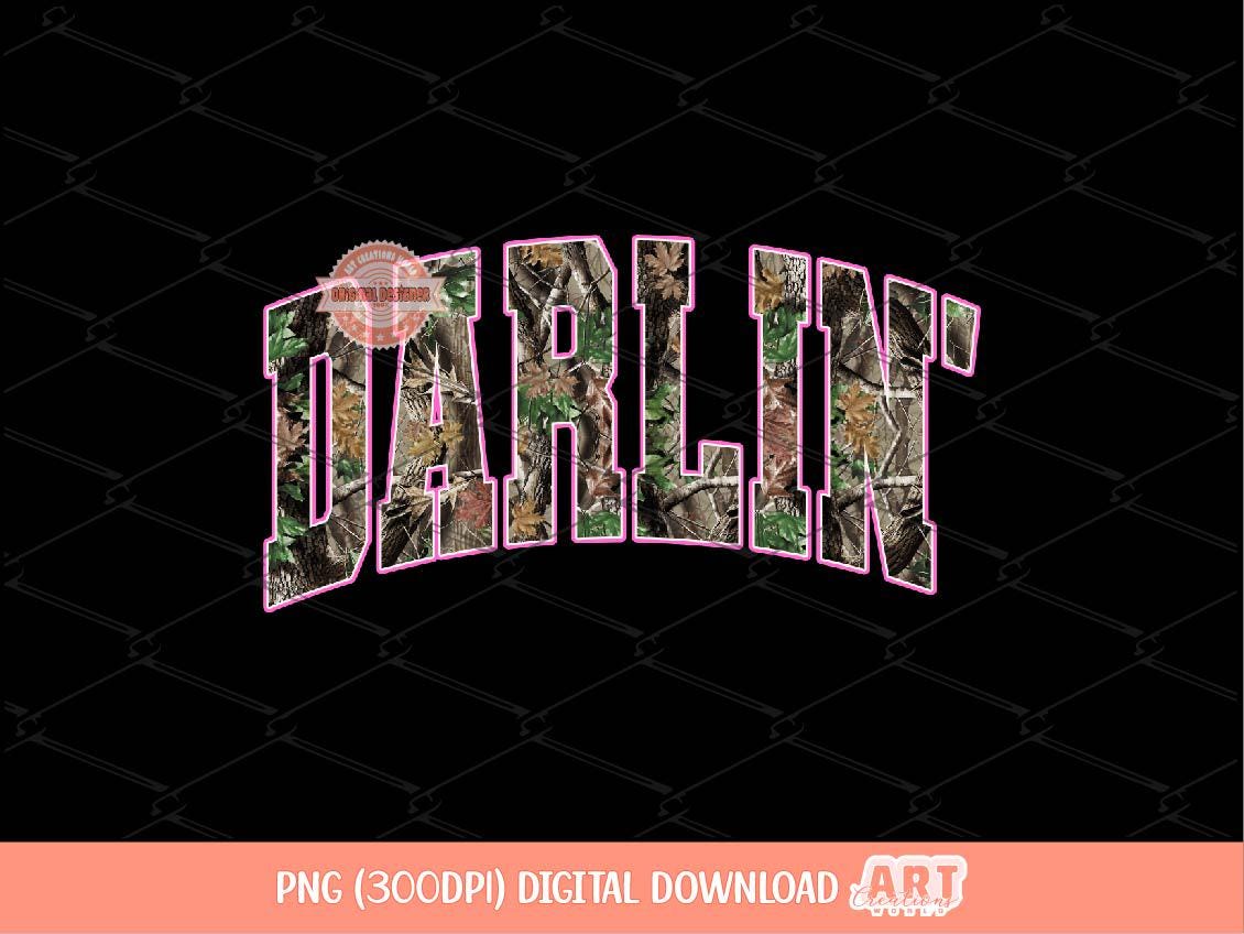 Darlin' Forest Camo PNG, Realistic Camouflage Sublimation Cowgirl Shirt Design (Digital Download)