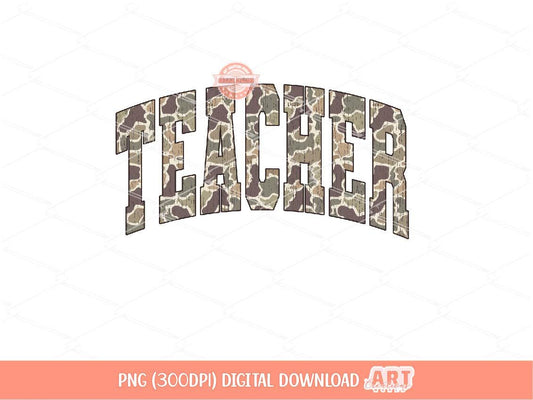 Teacher Grunge Camo PNG: Distressed Sublimation School Shirt Design (Digital Download)