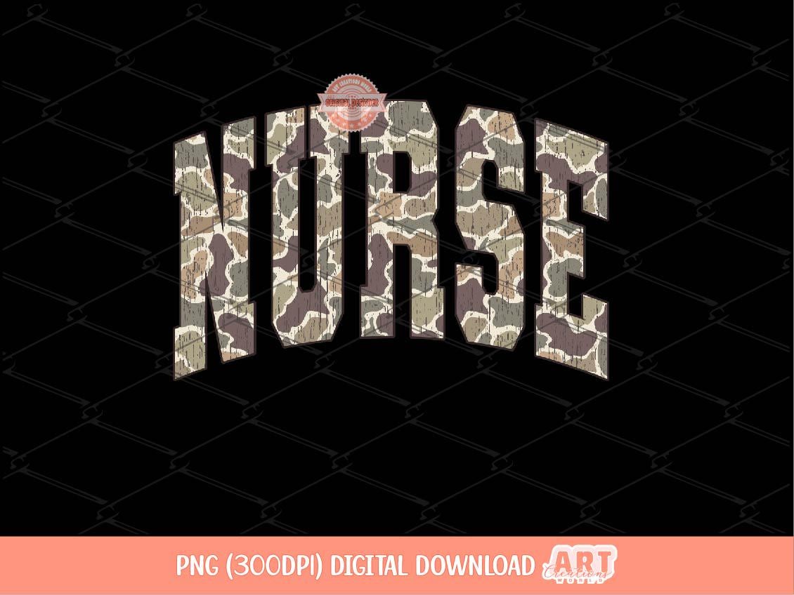 Nurse Grunge Camo PNG: Distressed Sublimation Nursing Shirt Design (Digital Download)