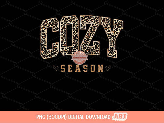 Cozy Season Leopard PNG, Retro Distressed Cheetah Print Sublimation Fall Shirt Design (Digital Download)