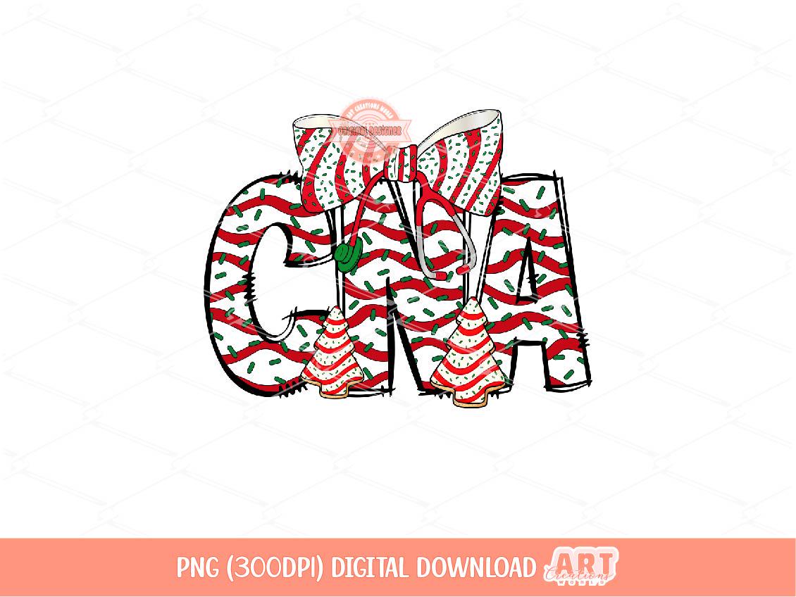 CNA Christmas Tree Cake PNG, Coquette Stethoscope bow Sublimation Healthcare Shirt Design Digital Download