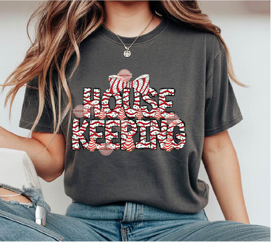 Housekeeping Christmas Tree Cake PNG, Coquette Sublimation Holiday Housekeeper Shirt Design Digital Download
