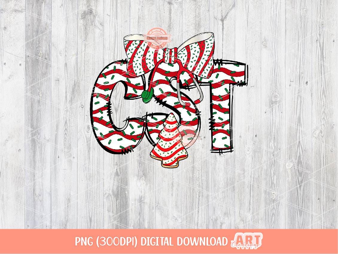 CST Christmas Tree Cake PNG, Coquette Certified Surgical Tech Sublimation Shirt Design Digital Download