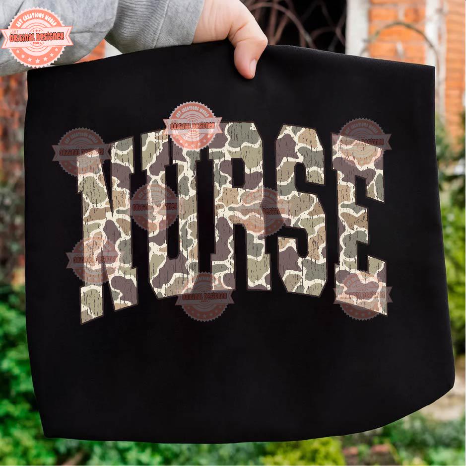 Nurse Grunge Camo PNG: Distressed Sublimation Nursing Shirt Design (Digital Download)