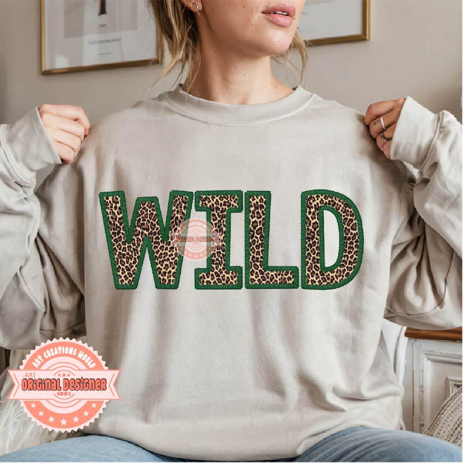 Green Leopard Print Letters PNG, Faux Embroidery Alphabet Clipart (PNG Digital Download)