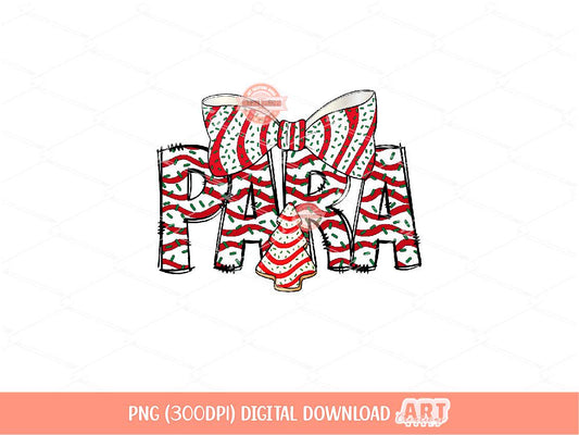 Para Christmas Tree Cake PNG, Coquette Sublimation Holiday Teacher Assistant Shirt Design Digital Download