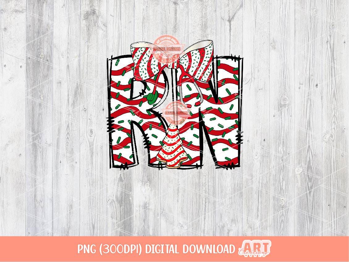 RN Christmas Tree Cake PNG, Coquette Stethoscope bow Sublimation Nurse Shirt Design Digital Download