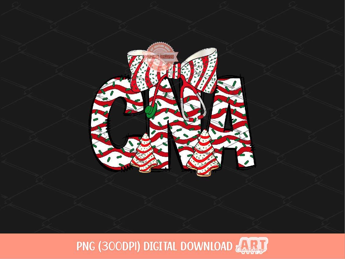 CNA Christmas Tree Cake PNG, Coquette Stethoscope bow Sublimation Healthcare Shirt Design Digital Download