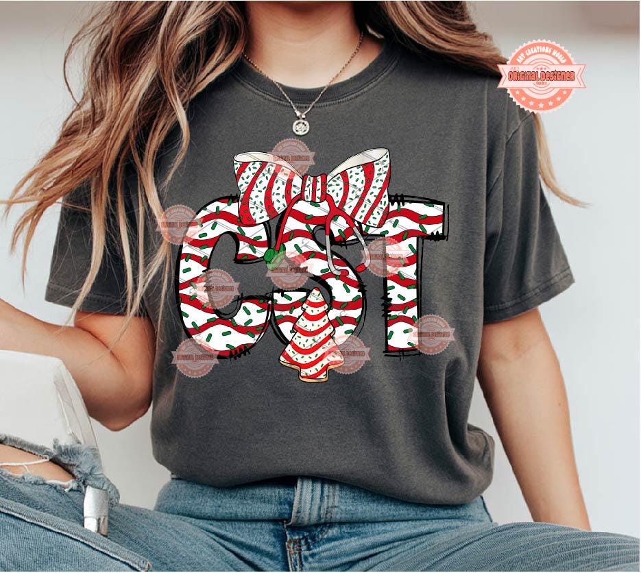 CST Christmas Tree Cake PNG, Coquette Certified Surgical Tech Sublimation Shirt Design Digital Download