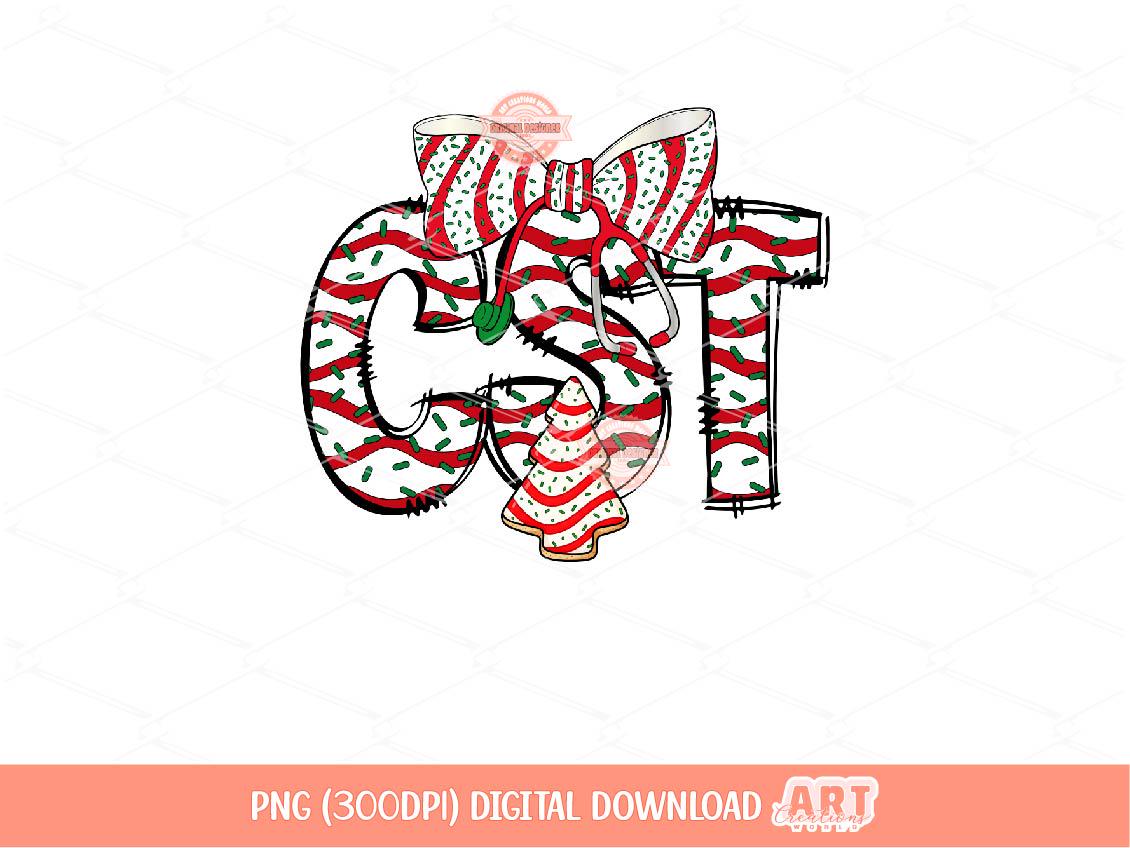 CST Christmas Tree Cake PNG, Coquette Certified Surgical Tech Sublimation Shirt Design Digital Download