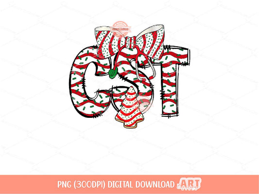 CST Christmas Tree Cake PNG, Coquette Certified Surgical Tech Sublimation Shirt Design Digital Download