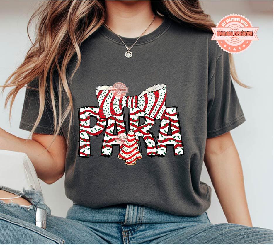 Para Christmas Tree Cake PNG, Coquette Sublimation Holiday Teacher Assistant Shirt Design Digital Download