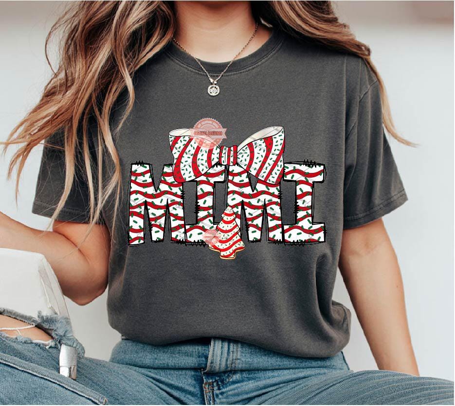 Mimi Christmas Tree Cake PNG, Coquette Sublimation Holiday Grandma Shirt Design Digital Download