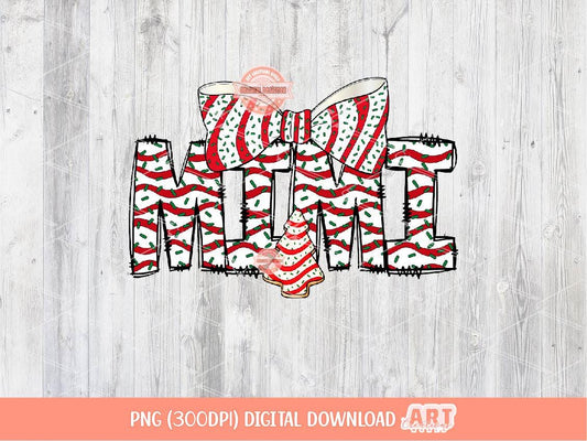 Mimi Christmas Tree Cake PNG, Coquette Sublimation Holiday Grandma Shirt Design Digital Download