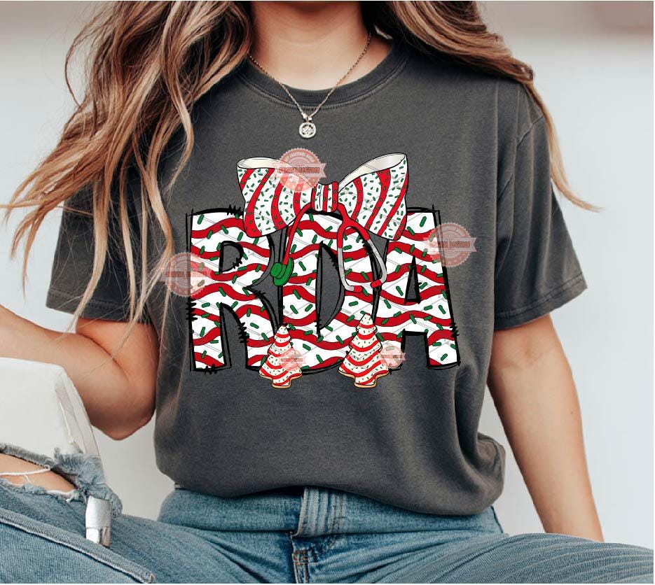 RDA Christmas Tree Cake PNG, Coquette bow Sublimation Dental Assistant Shirt Design Digital Download