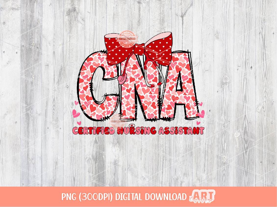 CNA Valentine PNG, Coquette Stethoscope bow Sublimation Healthcare Love Shirt Design Digital Download