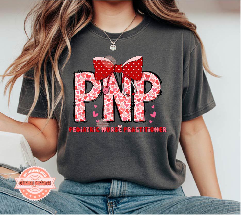 PNP Valentine PNG, Coquette Pediatric Nurse Prac Sublimation Shirt Design Digital Download