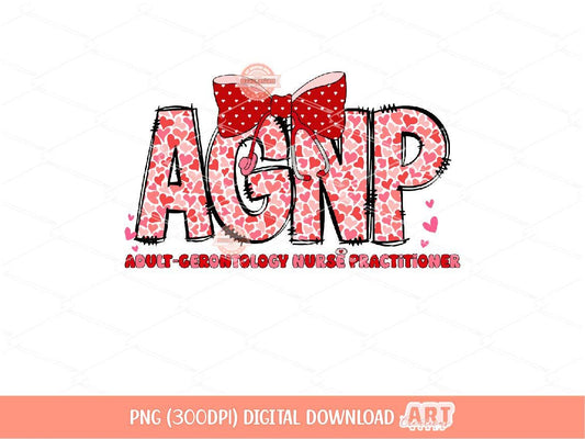 AGNP Valentine PNG, Coquette Adult Gero Nurse Prac Sublimation Shirt Design Digital Download