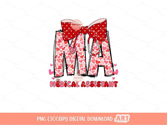 MA Valentine PNG, Coquette Medical Assistant Sublimation Shirt Design Digital Download