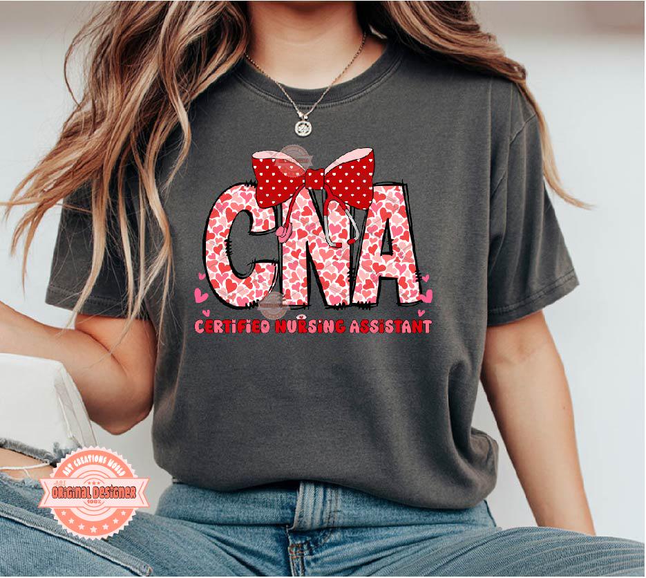 CNA Valentine PNG, Coquette Stethoscope bow Sublimation Healthcare Love Shirt Design Digital Download