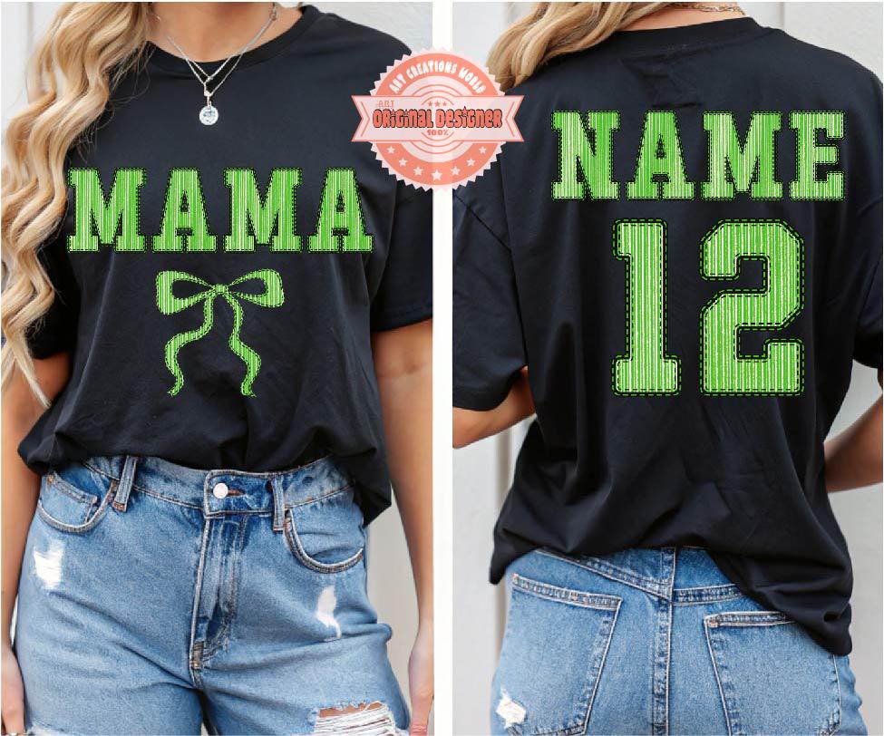Green Seersucker Varsity Alphabet PNG, Preppy Striped Letters & Numbers Clipart (Digital Download)
