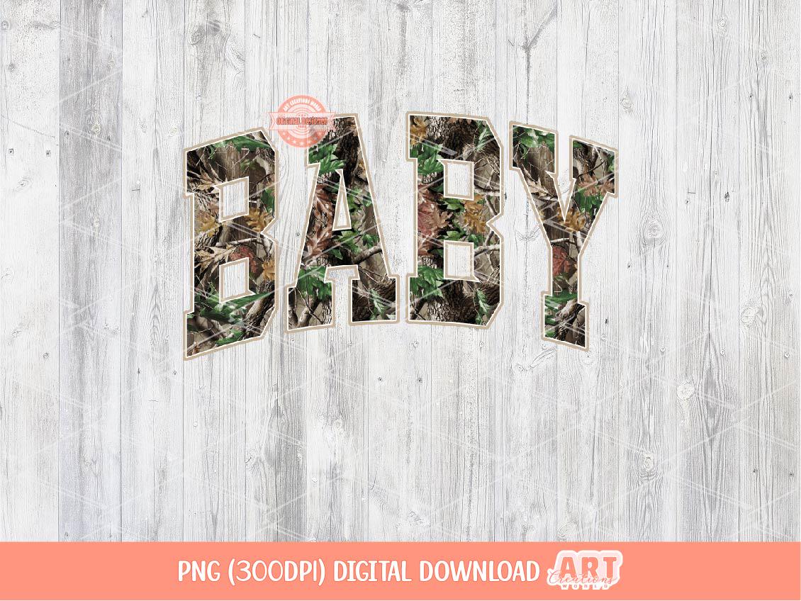 Baby Forest Camo PNG, Realistic Camouflage Tree Sublimation Baby Shirt Design (Digital Download)