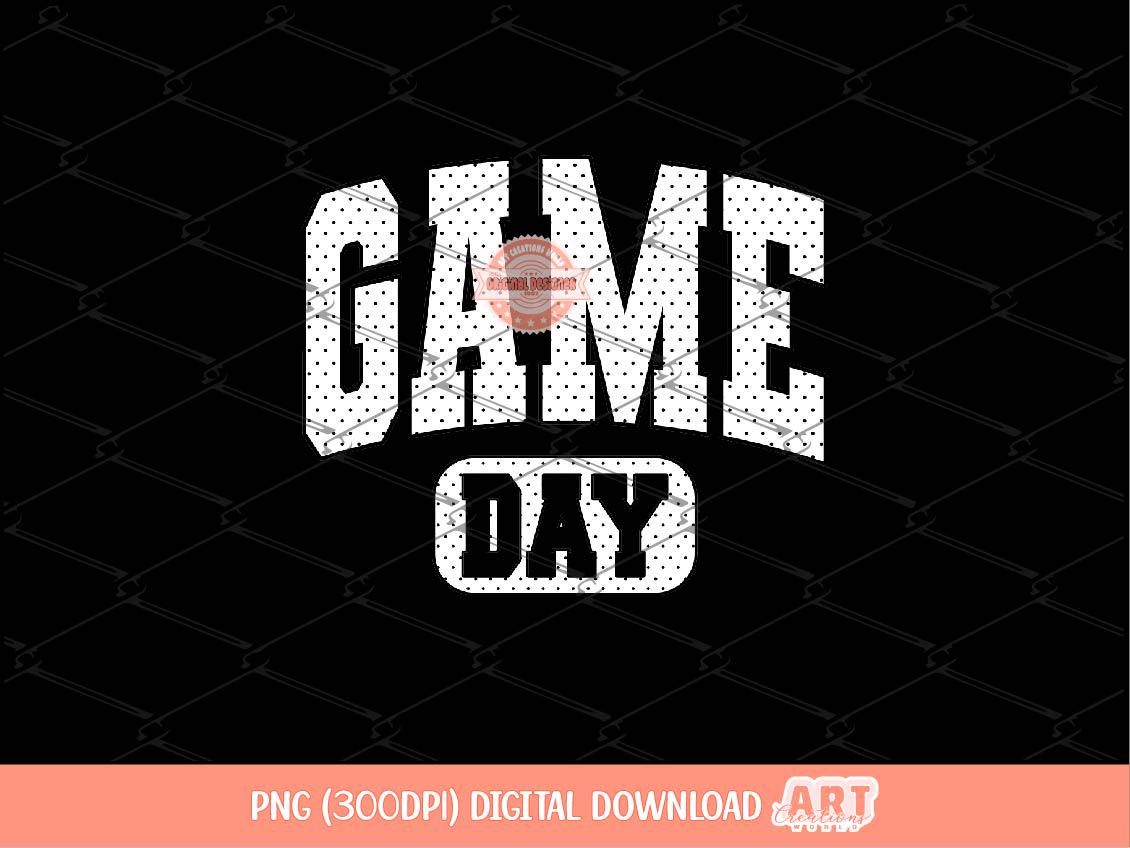 Game Day Polka Dot PNG, Retro Varsity Sports Shirt Sublimation Design, Baseball Football Mom