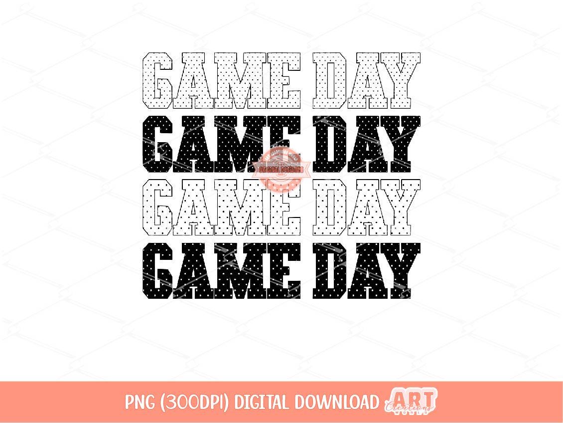 Game Day Polka Dots Stacked PNG, Trendy Baseball Sublimation Shirt Design (Digital Download)