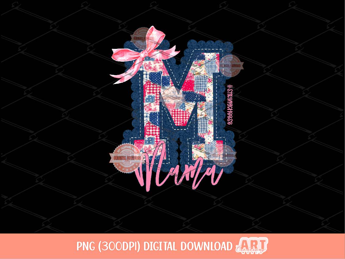 String Cheese Mama PNG, Trendy Patchwork Quilt M Coquette Mothers Days Shirt Design Download