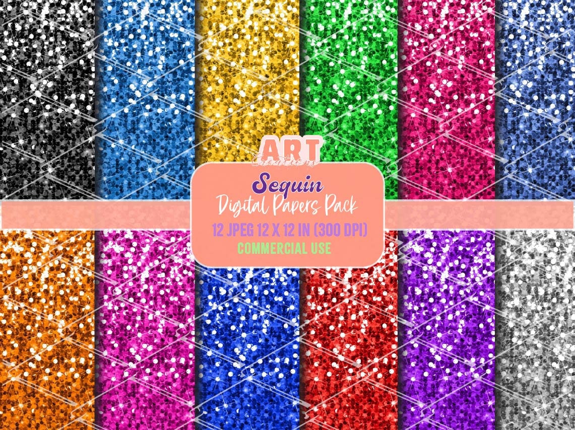 Sequin Digital Paper Pack Glam Glitter Textures JPEG (Commercial Use) (Digital Download)