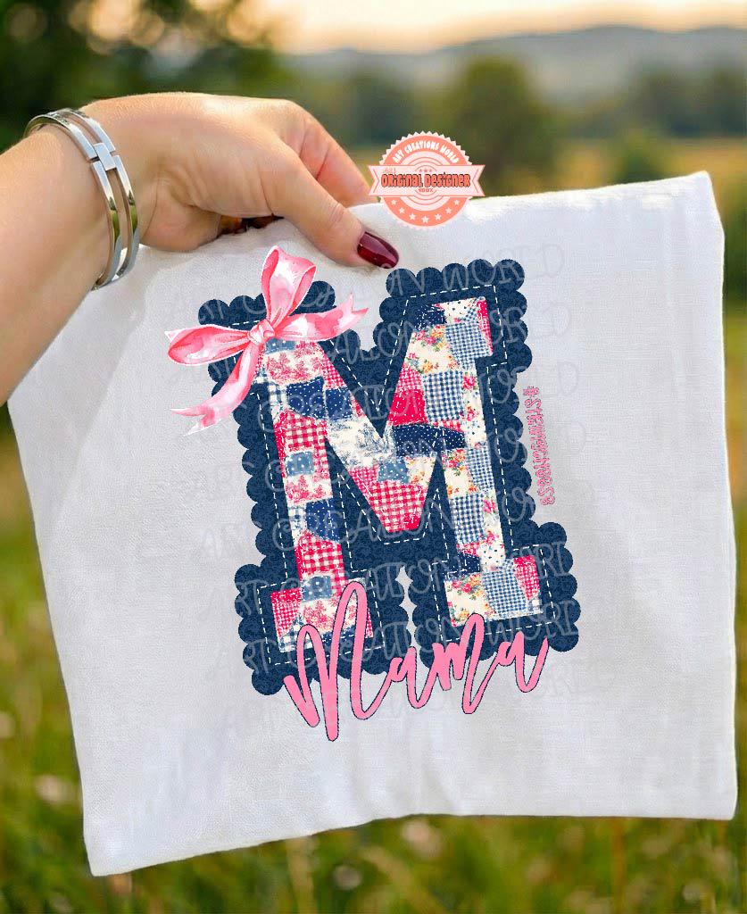 String Cheese Mama PNG, Trendy Patchwork Quilt M Coquette Mothers Days Shirt Design Download