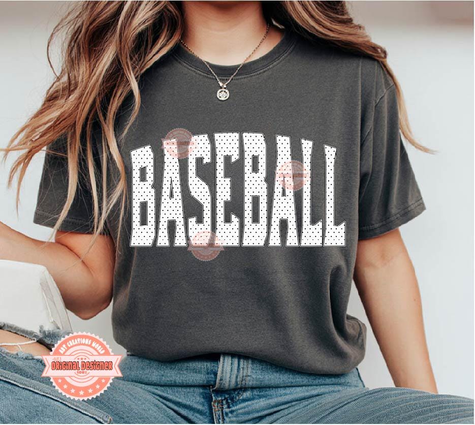 Baseball Polka Dot PNG, Trendy Baseball Mama Sublimation Shirt Design (Digital Download