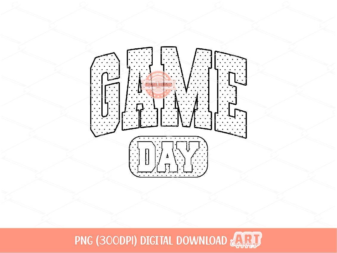Game Day Polka Dot PNG, Retro Varsity Sports Shirt Sublimation Design, Baseball Football Mom