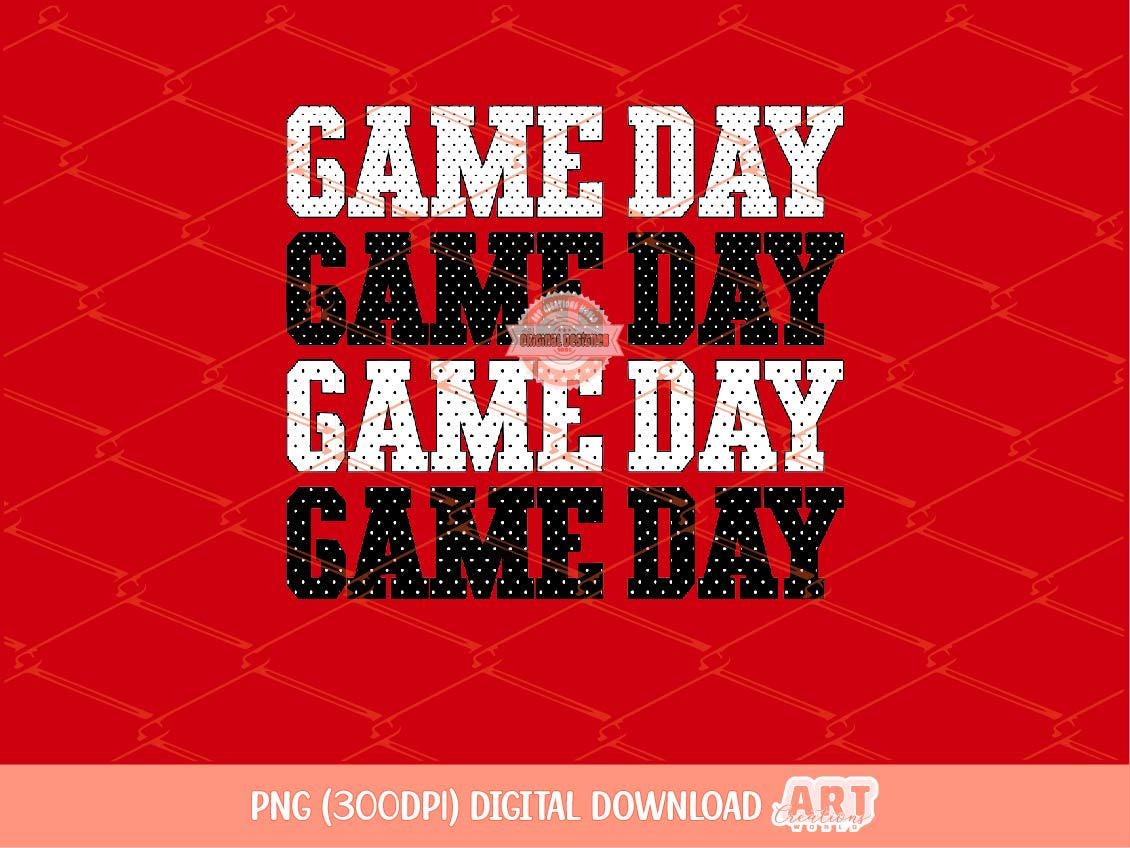 Game Day Polka Dots Stacked PNG, Trendy Baseball Sublimation Shirt Design (Digital Download)