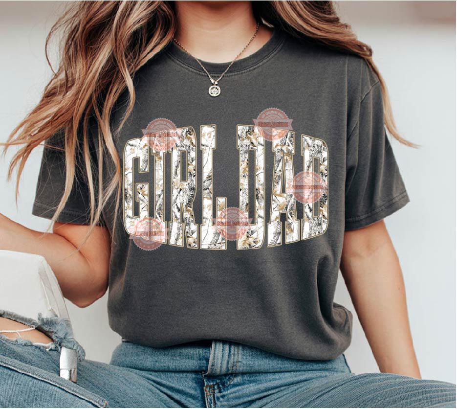 Girl Dad Gray Forest Camo PNG, Realistic Camouflage Sublimation Shirt Design (Digital Download)