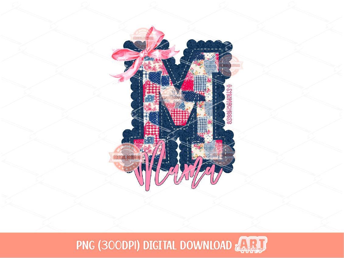 String Cheese Mama PNG, Trendy Patchwork Quilt M Coquette Mothers Days Shirt Design Download