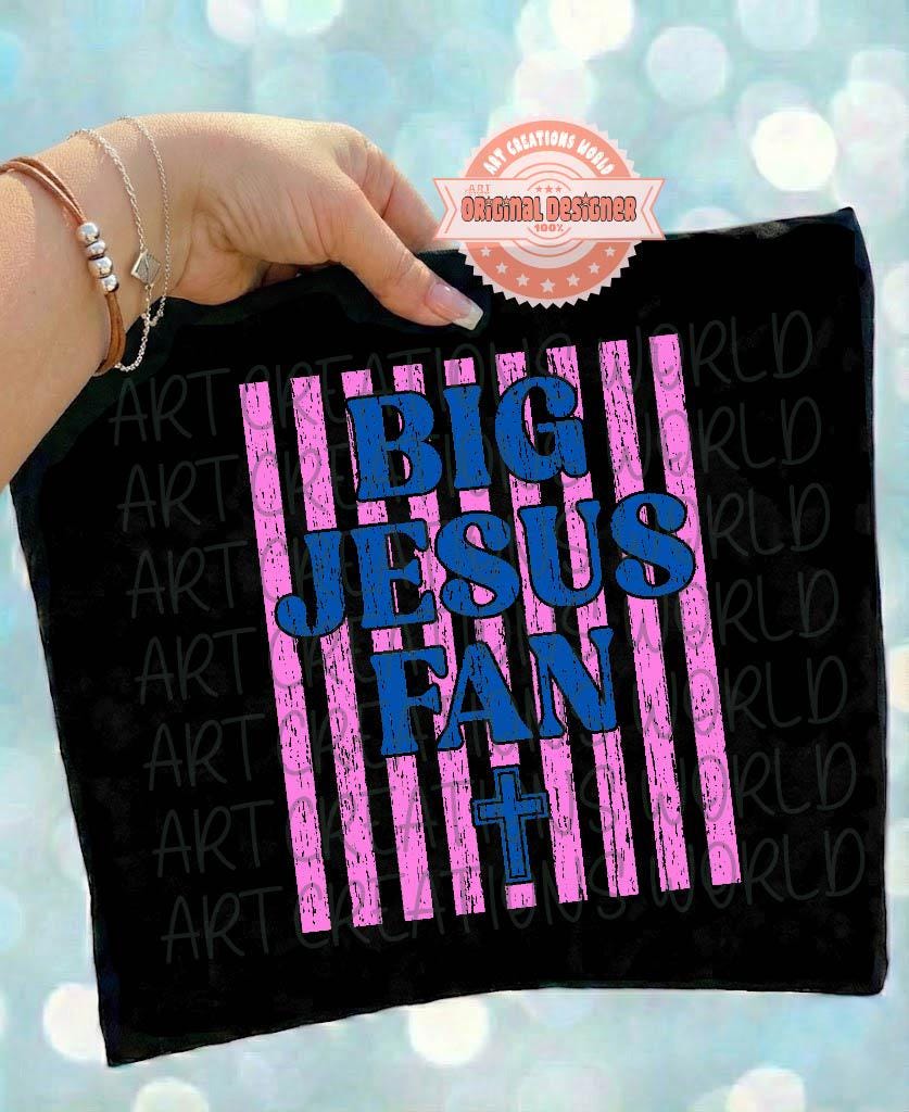 Big Jesus Fan PNG, Trendy Christian Sublimation Design, Preppy Faith Shirt Print