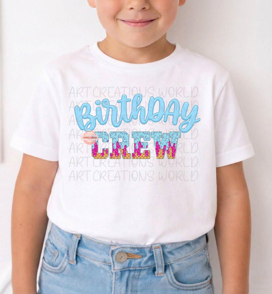 Birthday Crew PNG, Ice Cream Bday Party Sublimation Design, Trendy Drip Matching Shirt Download