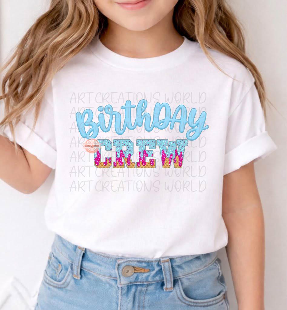 Birthday Crew PNG, Ice Cream Bday Party Sublimation Design, Trendy Drip Matching Shirt Download