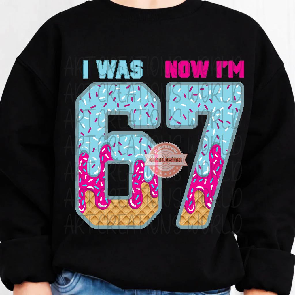 I Was 6 Now I'm 7 PNG, Trendy Drip Ice Cream 7th Birthday Sublimation