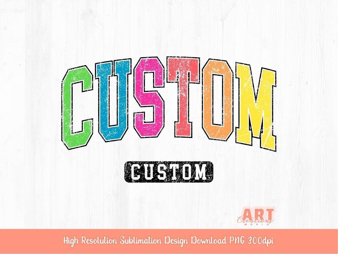 Custom Varsity Text PNG, Personalized Distressed Mascot Sport Team Name Design (Digital Download)