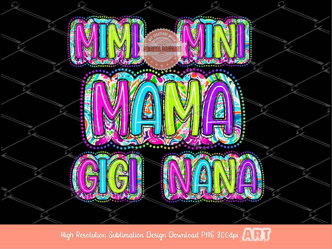Bright Floral Mama PNG Bundle, Matching Family Sublimation shirt Design (Digital Download)