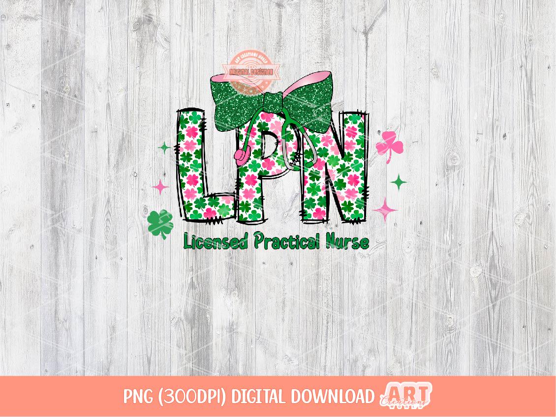 Nurse St Patricks Day Png Bundle, Coquette DSP LPN Cna RN Sublimation Shirt Design