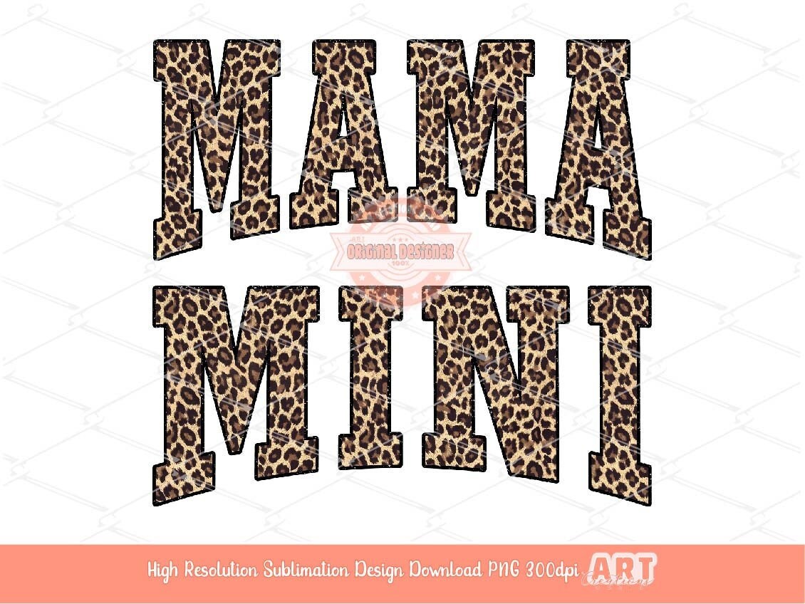 Mama Mini Leopard PNG, Matching Mommy & Me Cheetah Print Sublimation Shirt Design
