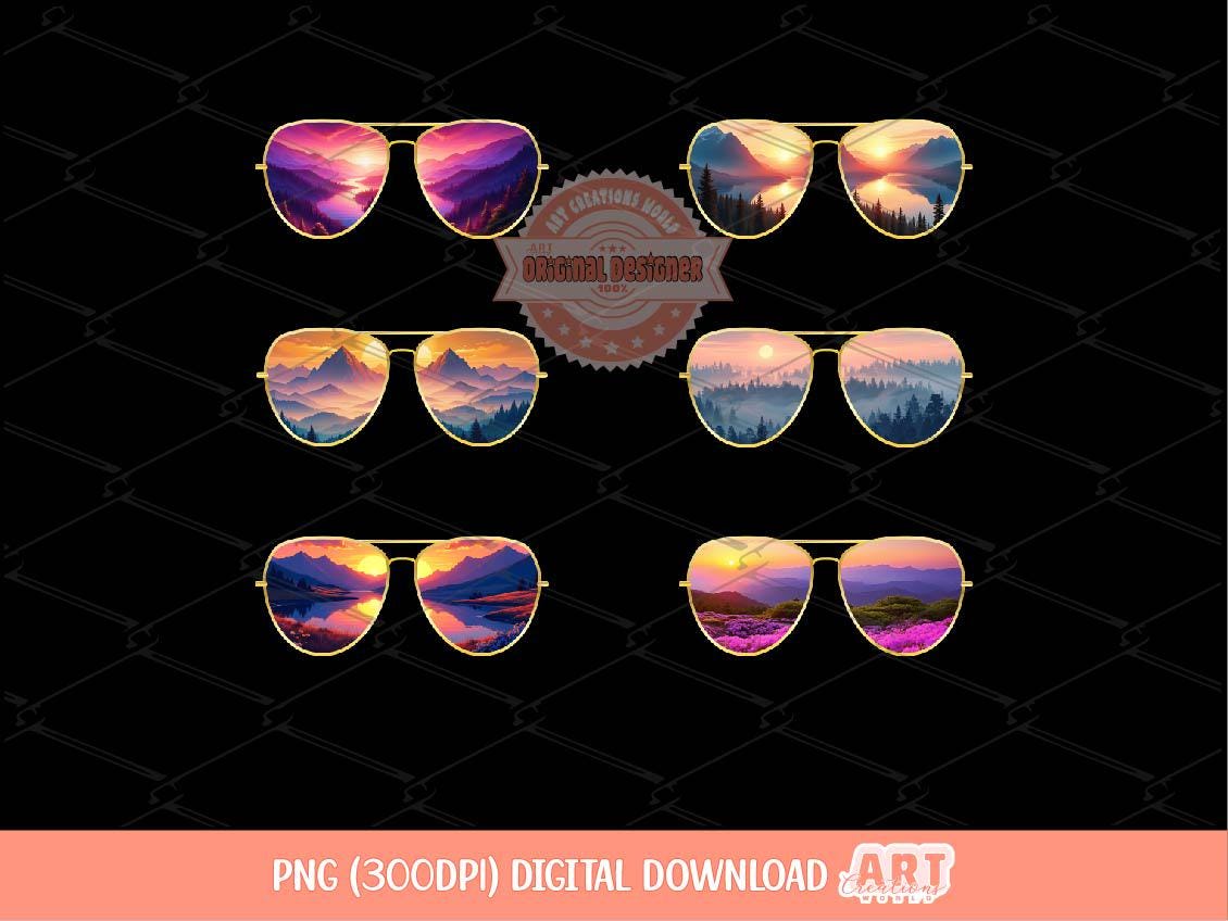 Mountain Sunglasses PNG Bundle, Camping Outdoor Adventure Glasses Clipart (Digital Download)