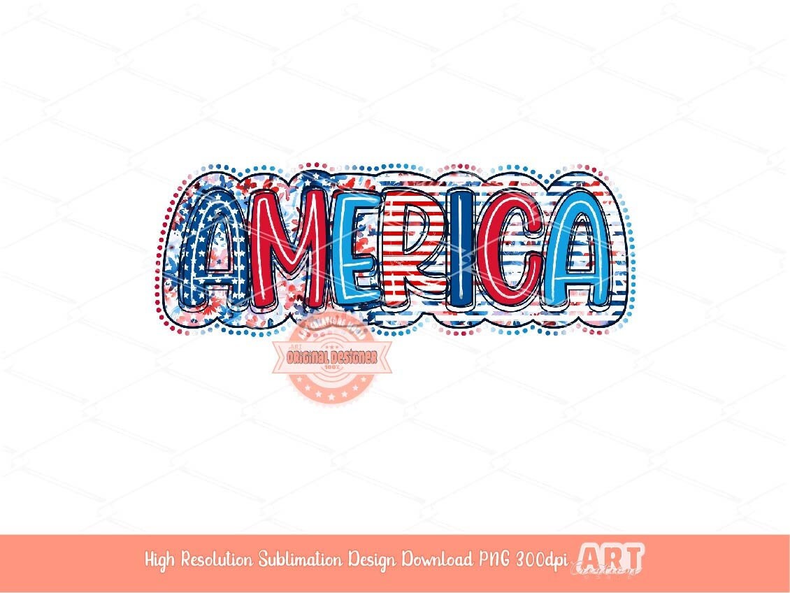 Striped America PNG, 4th of July Patriotic Sublimation Design (Digital Download)