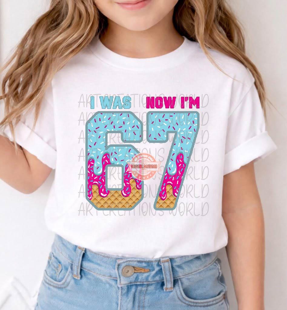 I Was 6 Now I'm 7 PNG, Trendy Drip Ice Cream 7th Birthday Sublimation