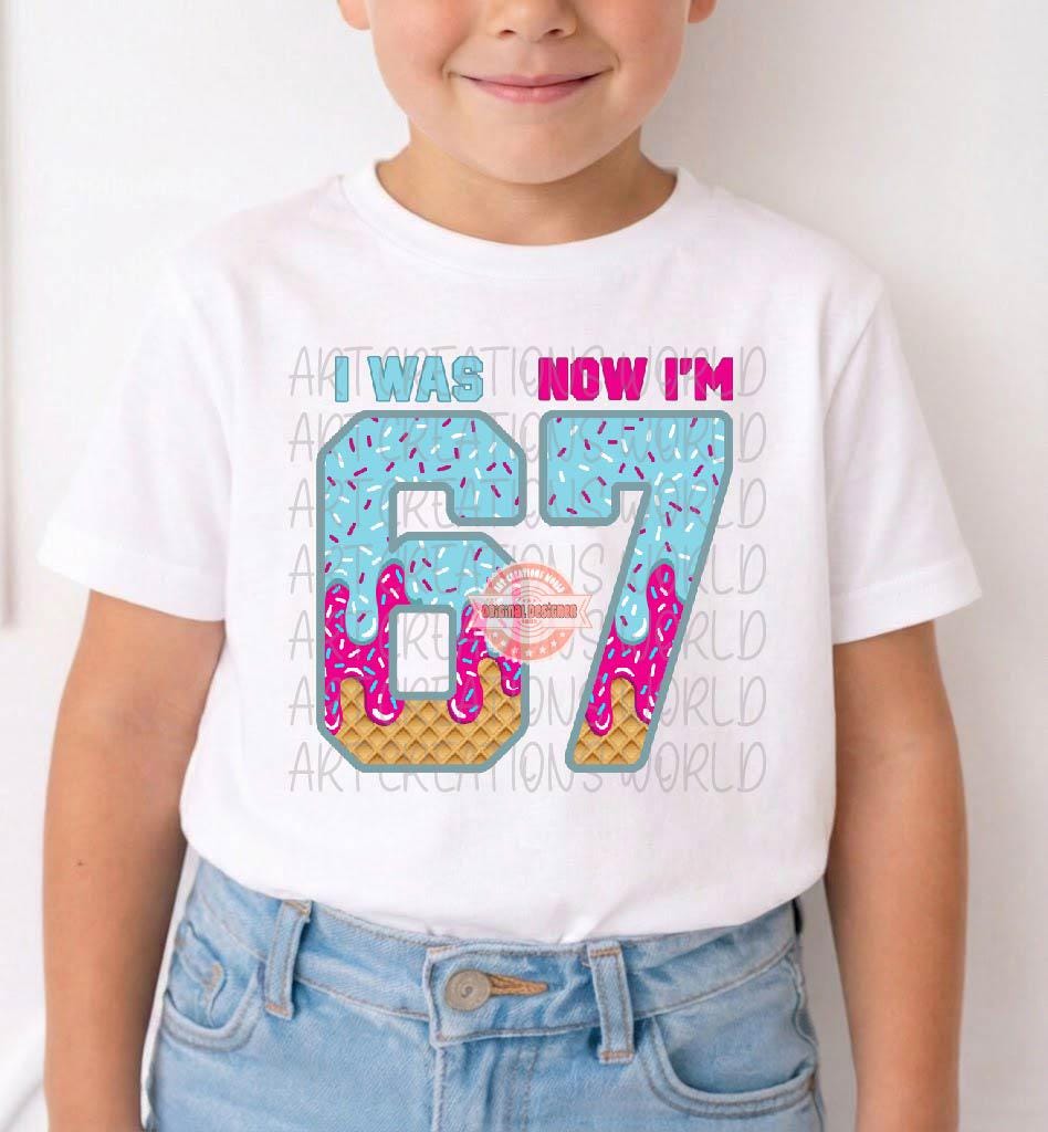 I Was 6 Now I'm 7 PNG, Trendy Drip Ice Cream 7th Birthday Sublimation