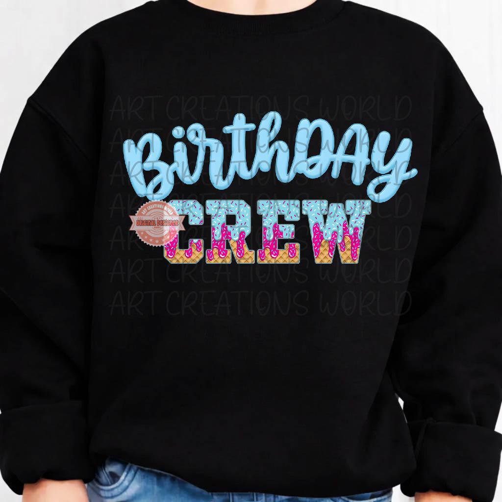 Birthday Crew PNG, Ice Cream Bday Party Sublimation Design, Trendy Drip Matching Shirt Download